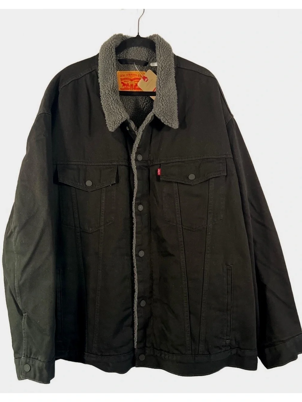 Levi's The Trucker Jacket Standard Fit Black Sherpa Lined Denim Jacket